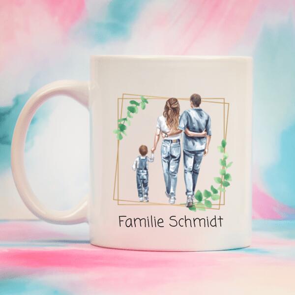 Personalisierbare Tasse - Familie mit einem Kind
