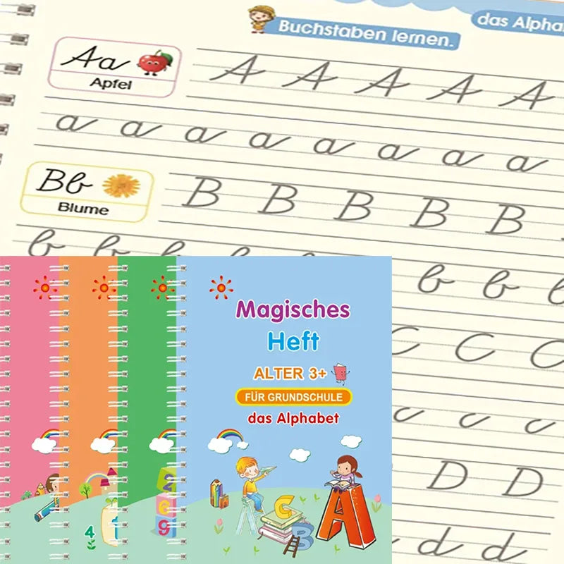 Die Magischen Hefte - Lernhefte ab 3+ Jahren - 4er Pack + Stifte - Deutsch 📚🌈