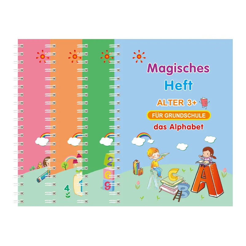 Die Magischen Hefte - Lernhefte ab 3+ Jahren - 4er Pack + Stifte - Deutsch 📚🌈