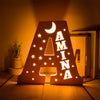Personalisierter Buchstabe mit Namen - Holz LED-Nachtlicht - Mond-Baby