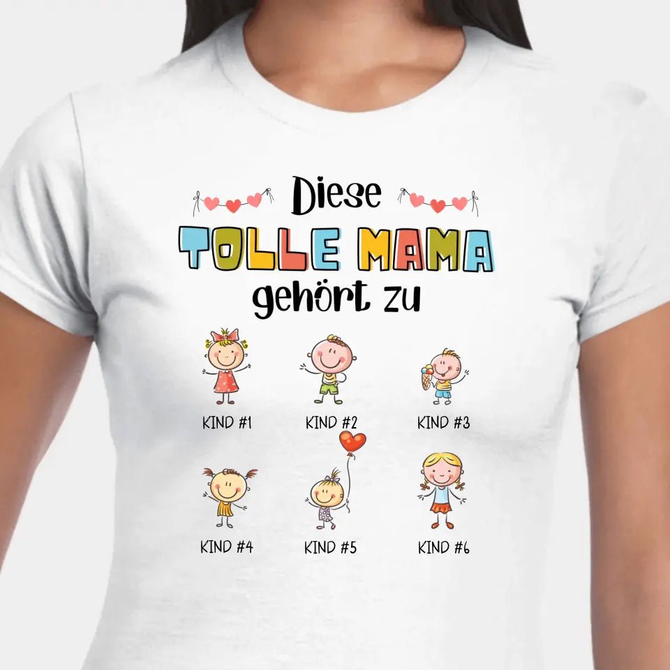 Personalisiertes T-Shirt - Die tolle Mama gehört zu - Mond-Baby
