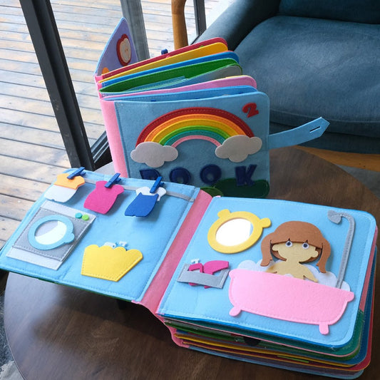 Stilles Buch - Montessori 3D Beschäftigungs Buch - Mond-Baby